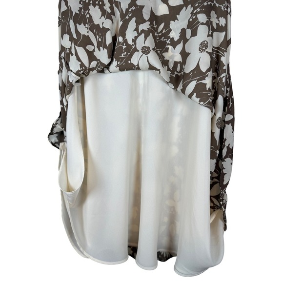 Kate Hill 100% Silk Skirt, A Line Knee Length, Brown Beige Floral Print Size 14P - Picture 5 of 13